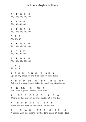Is There Anybody There Piano letter notes by Scorpions - Arr.Louiste