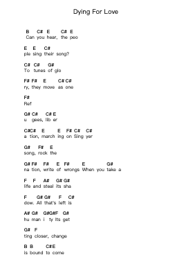 Dying For Love Piano letter notes by Black Sabbath - Arr.Rares