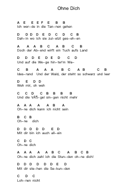 Ohne Dich Piano letter notes by Rammstein - Arr.Bettiane Rexpoe