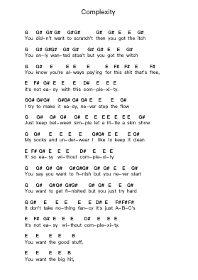 Complexity पियानो पत्र नोट्स द्वारा Eagles of Death Metal - Arr.Cranethe Dougledk