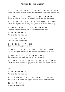 Answer To The Master Nota surat piano oleh Def Leppard - Arr.Wattkeith Louichild