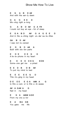 Show Me How To Live Piano letter noten van Audioslave - Arr.Canme