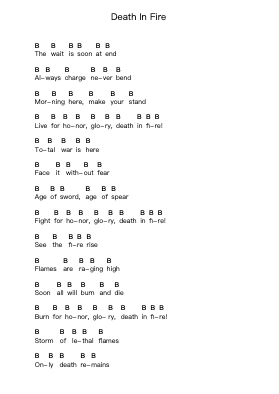 Death In Fire Piano letter notes by Amon Amarth - Arr.Stator