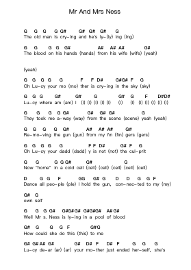 Mr And Mrs Ness Piano letter notes by Volbeat - Arr.Franling Godrwood