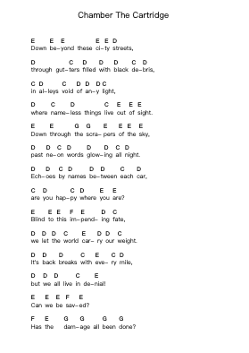 Chamber The Cartridge 鋼琴字母譜由 Rise Against - 編曲 Ianlay Hullee