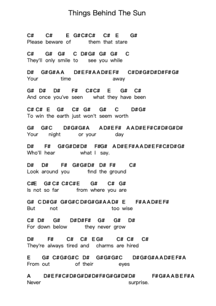 Things Behind The Sun Piano letter notes by Nick Drake - Arr.Mileswin Joanmuel