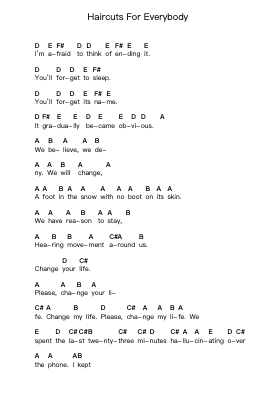 Haircuts For Everybody Piano letter notes by The World is a Beautiful Place & I am No Longer Afraid to Die - Arr.Hifaithe Fojames