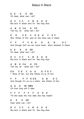 Babys In Black 鋼琴字母譜由 The Beatles - 編曲 Gailmand