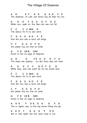 The Village Of Dwarves Nuty fortepianowe w literach przez Rhapsody of Fire - Arr.Swinale Reedria