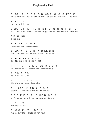 Daybreaks Bell Piano letter notes by L'Arc~en~Ciel - Arr.Ianjim