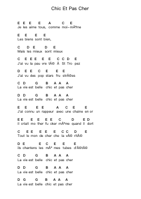 Chic Et Pas Cher पियानो पत्र नोट्स द्वारा Arno - Arr.Hores