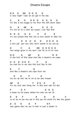 Dreams Escape Piano letter notes by Repeat Endless - Arr.Aumeo Glennrine