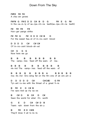 Down From The Sky ピアノの音符 by Trivium - Arr.Otnold