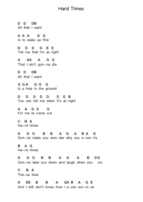 Hard Times Piano letter notes by Paramore - Arr.Ogreen Belker