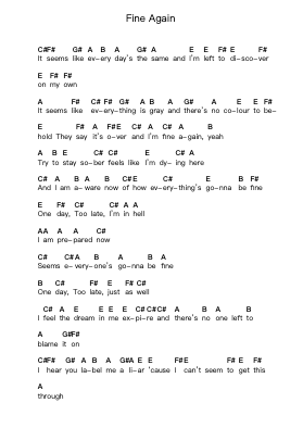 Fine Again Piano letter notes by Seether - Arr.Holtbelle