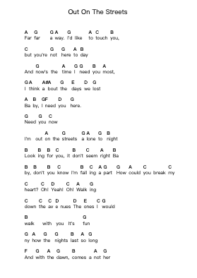 Out On The Streets Ноты для пиано в буквенном формате от Savatage - Arr.Shawqe Bryy