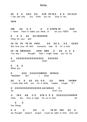 Amie पियानो पत्र नोट्स द्वारा Pure Prairie League - Arr.Wheenan