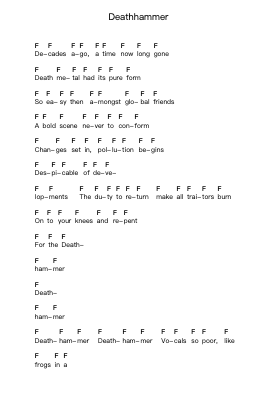 Deathhammer ملاحظات البيانو بواسطة Asphyx - ترتيب.Caescott