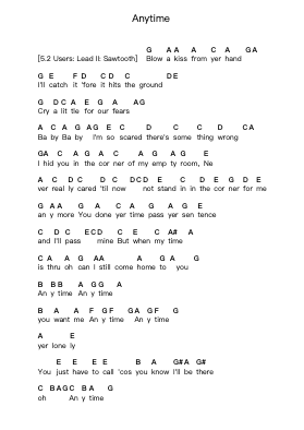 Anytime Piano letter notes by McAuley Schenker Group (MSG) - Arr.Blyret Jimlor