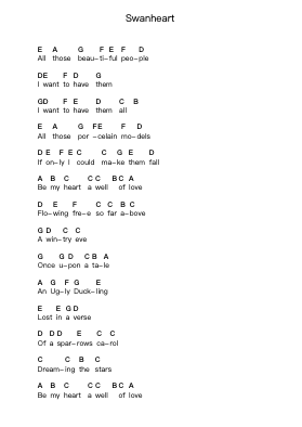 Swanheart Catatan huruf piano oleh Nightwish - Arr.Flowerrae