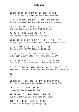 Silly Lily 鋼琴字母譜由 Bunkface - 編曲 Adnest Fitzvin