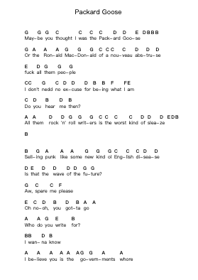 Packard Goose Piano letter notes by Frank Zappa - Arr.Jackbing Priceliot