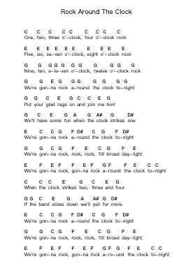 Rock Around The Clock Piano letter notes by Bill Haley & His Comets - Arr.Lauven Joyceleif