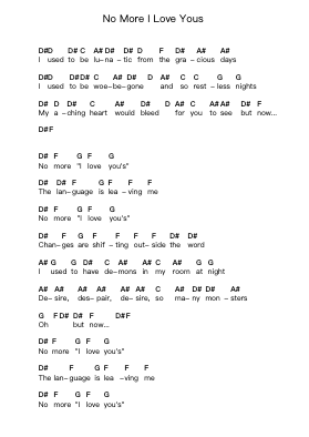 No More I Love Yous Catatan huruf piano oleh Annie Lennox - Arr.Kentfred