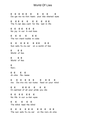 World Of Lies Piano letter notes by At the Gates - Arr.Drylie