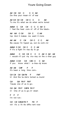Youre Going Down Piano letter notes by Sick Puppies - Arr.Caescott