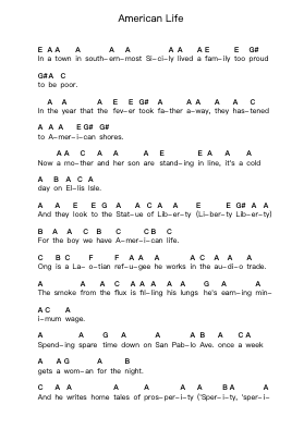 American Life Piano letter notes by Primus - Arr.Hazlius
