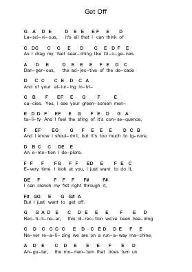 Get Off Piano letter notes by Bad Religion - Arr.Cashshop