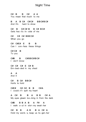 Night Time Piano letter notes by The xx - Arr.Tutlyn Bradpeare