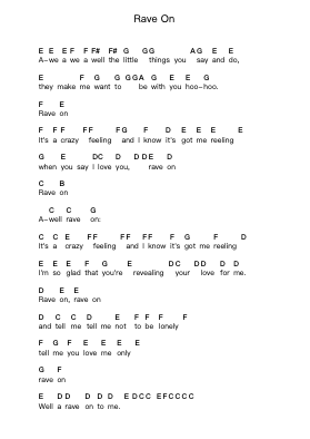 Rave On Piano letter notes by Buddy Holly - Arr.Haletra Kimstone