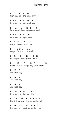 Animal Boy पियानो पत्र नोट्स द्वारा Ramones - Arr.Alsriah