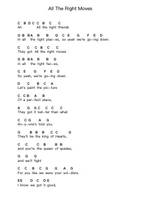 All The Right Moves Ghi chú đàn piano bởi OneRepublic - Arr.Duntrick