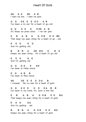 Heart Of Gold Catatan huruf piano oleh Neil Young - Arr.Gasgreve Ausnal