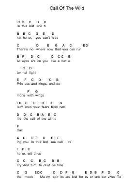 Call Of The Wild โน้ตตัวอักษรเปียโนโดย Black Sabbath - Arr.Rooryl Petnoel