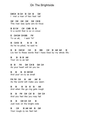 On The Brightside Piano letter notes by Never Shout Never - Arr.Consdia Debruth