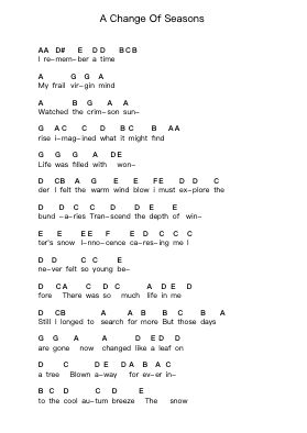 A Change Of Seasons Piano letter notes by Dream Theater - Arr.Bairdkeith Cysoon