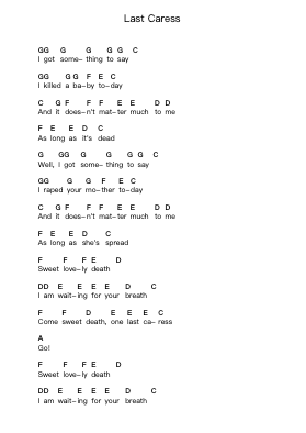 Last Caress 鋼琴字母譜由 Misfits - 編曲 Hartkeats