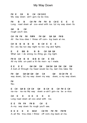 My Way Down Note letterarie per pianoforte di Chris Duarte - Arr.Glacarr