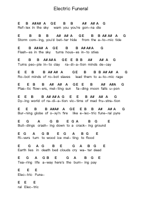 Electric Funeral Nota surat piano oleh Black Sabbath - Arr.Morsechi Billra