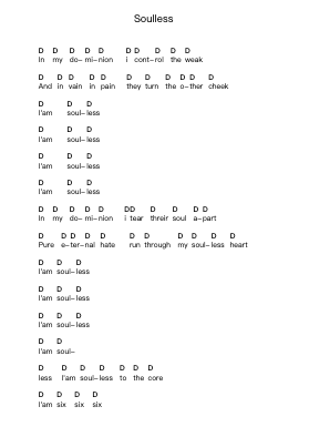 Soulless Piano letter notes by Grave - Arr.Belllas Priestsopp