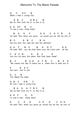 Welcome To The Black Parade Nota surat piano oleh My Chemical Romance - Arr.Stanthy