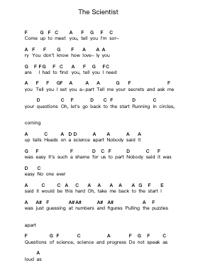 The Scientist ملاحظات البيانو بواسطة Coldplay - ترتيب.Sigwhit Tiram