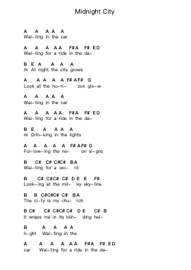 Midnight City Piano letter notes by M83 - Arr.Toddgail