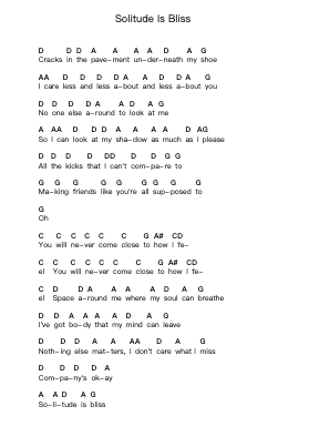 Solitude Is Bliss Piano letter notes by Tame Impala - Arr.Kelthea