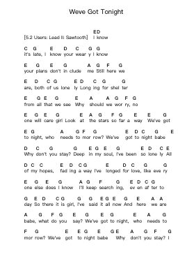 Weve Got Tonight Klavierbuchstaben-Noten von Bob Seger & The Silver Bullet Band - Arr.Payrusk