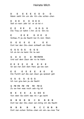 Heirate Mich Piano letter notes by Rammstein - Arr.Pehall